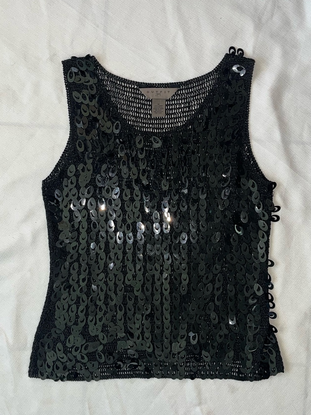 Outfit JPR y2k sequin rayon mesh tank blouse black womens size medium
